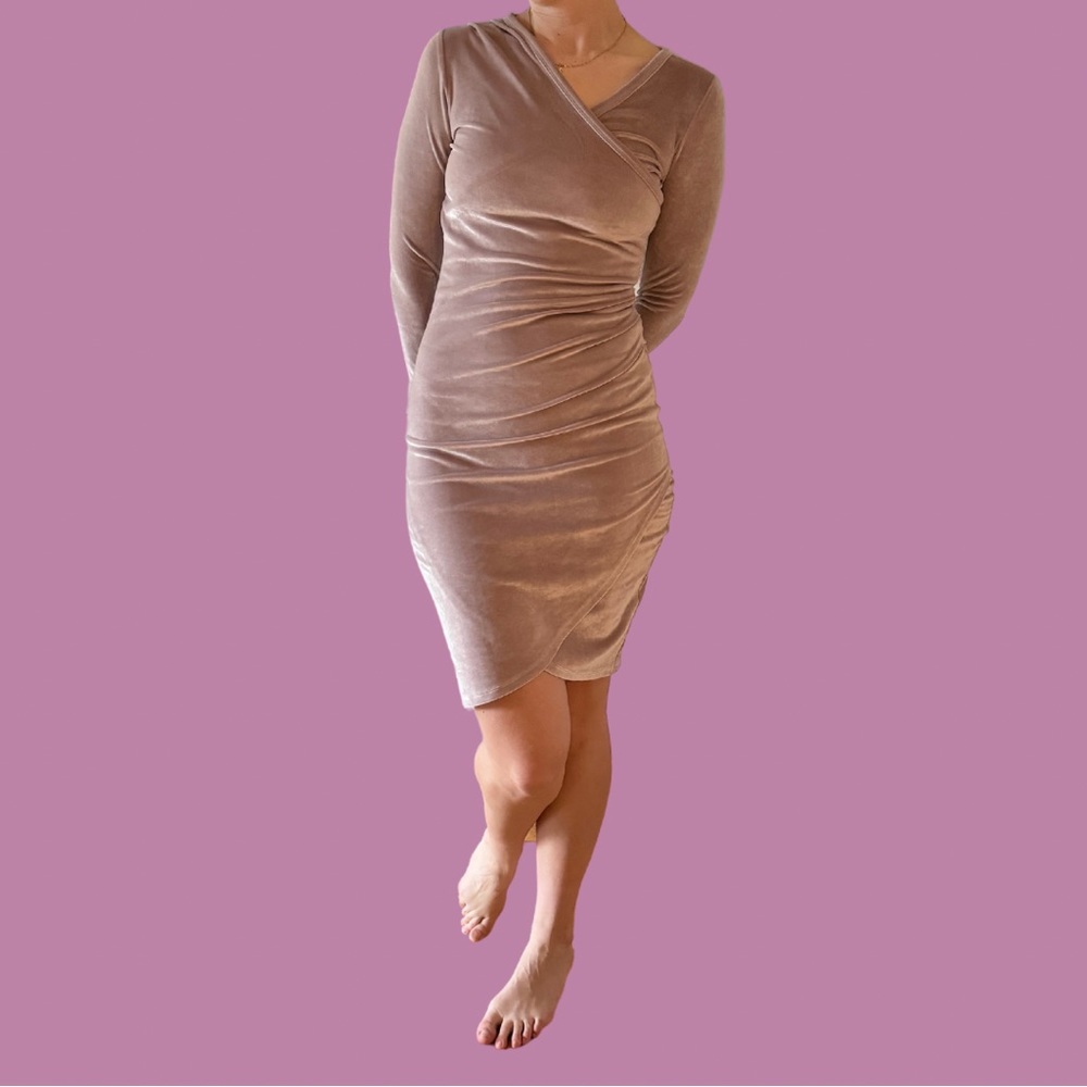 Wilfred by Aritzia Soft Brushed Velvet Body-con Wrap Dress